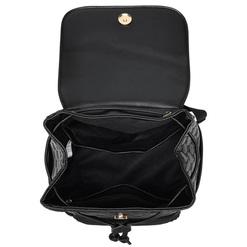 empty interior of Compass 10L Vegan Leather Monogram Mini Backpack showing storage options
