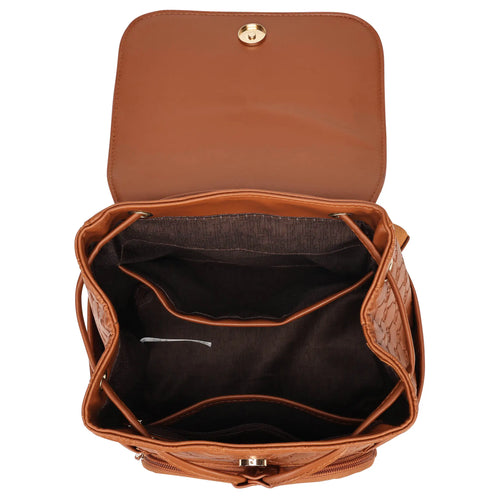 empty interior of Compass 10L Vegan Leather Monogram Mini Backpack showing storage options