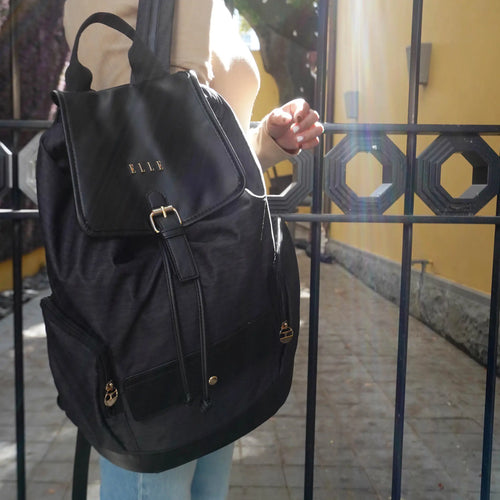 Back view of ELLE Eleganza 25L Monogram Backpack - premium ELLE collection