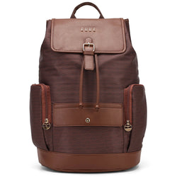 ELLE Eleganza 25L Monogram Backpack in brown, featuring laptop pocket - premium ELLE collection