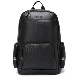 ELLE Leisure Luxe 27L Vegan Leather Backpack in brown, featuring laptop pocket - premium ELLE collection
