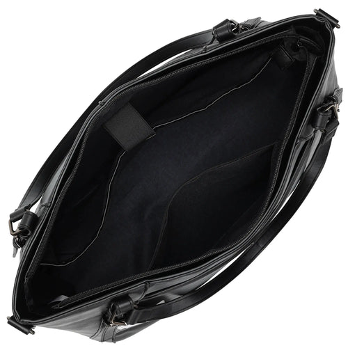 empty interior of Leisure Luxe 33L Vegan Leather Weekender Tote Bag showing laptop pocket