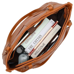 interior of Leisure Luxe 33L Vegan Leather Weekender Tote Bag showing laptop pocket