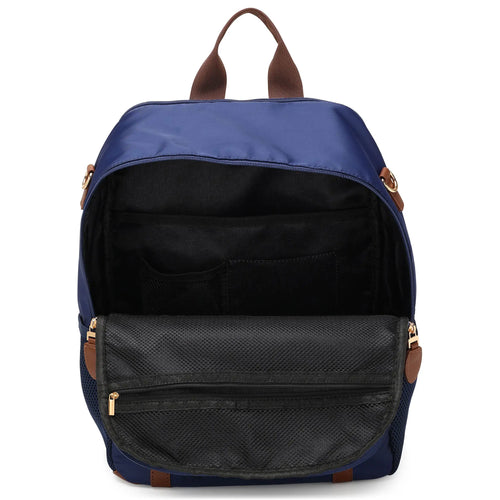 empty interior of Luxe Journey 18L Twill and Vegan Leather Backpack showing laptop pocket
