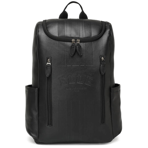 ELLE Roamer 22L Vegan Leather Backpack in black, featuring laptop pocket - premium ELLE collection