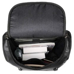 interior of Roamer 22L Vegan Leather Backpack showing laptop pocket - premium ELLE collection