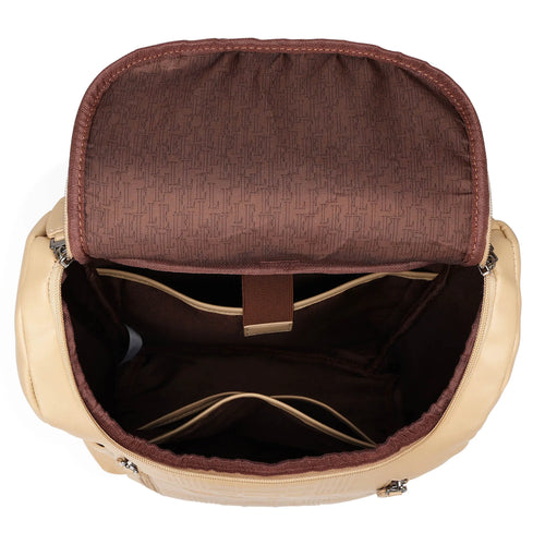 empty interior of Roamer 22L Vegan Leather Backpack showing laptop pocket - premium ELLE collection