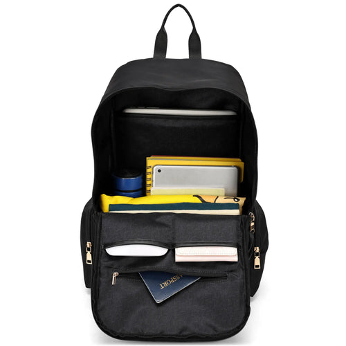 interior of Rendezvous 25L Twill Backpack showing laptop pocket - premium ELLE collection