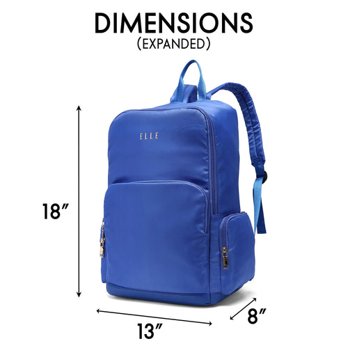 Dimensions and specifications for ELLE Rendezvous 25L Twill Backpack - premium ELLE collection