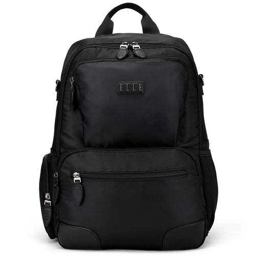 ELLE Voyage 20L Twill and Vegan Leather Backpack in lavender, featuring laptop pocket