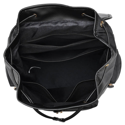 empty interior of Wayfarer 23L Monogram Travel Backpack showing laptop pocket - premium ELLE collection