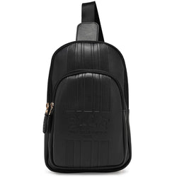 ELLE Roamer 2.8L Vegan Leather Chic Crossbody Sling | Black in black, featuring vegan leather