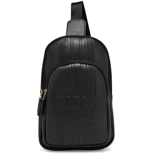 ELLE Roamer 2.8L Vegan Leather Chic Crossbody Sling | Black in black, featuring vegan leather