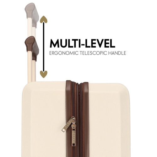 ELLE Luxe Journey 3 Piece Expandable Retro Spinner Luggage Set with trolley sleeve attachment