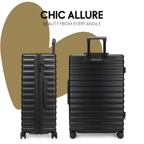 Angle view of ELLE Excursion Expandable Chick 3-Piece Luggage Set in Black - premium ELLE collection