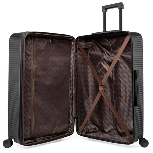 interior of Passage Expandable Sleek 3-Piece Luggage Set showing storage options