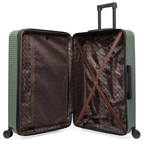 interior of Passage Expandable Sleek 3-Piece Luggage Set showing storage options