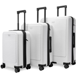ELLE Passage Expandable Sleek 3-Piece Luggage Set in White, featuring polycarbonate-abs