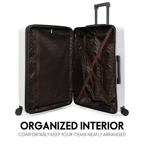 interior of Passage Expandable Sleek 3-Piece Luggage Set showing storage options