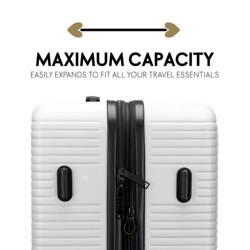 ELLE Passage Expandable Sleek 3-Piece Luggage Set in White - premium ELLE collection