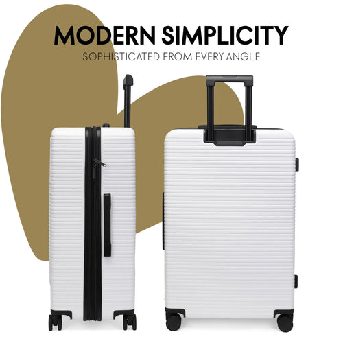 Angle view of ELLE Passage Expandable Sleek 3-Piece Luggage Set in White - premium ELLE collection
