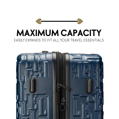 ELLE Wayfarer Expandable Sleek Monogram 3-Piece Luggage Set in Navy - premium ELLE collection