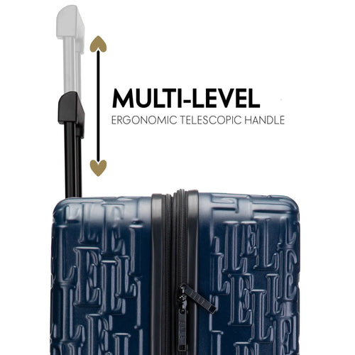 ELLE Wayfarer Expandable Sleek Monogram 3-Piece Luggage Set in Navy - premium ELLE collection