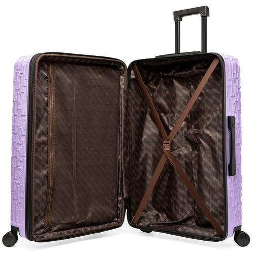 interior of Wayfarer Expandable Sleek Monogram 3-Piece Luggage Set showing storage options