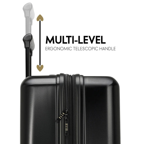 ELLE Expedition 3 Piece Expandable Polycarbonate Spinner Luggage Set with trolley sleeve attachment