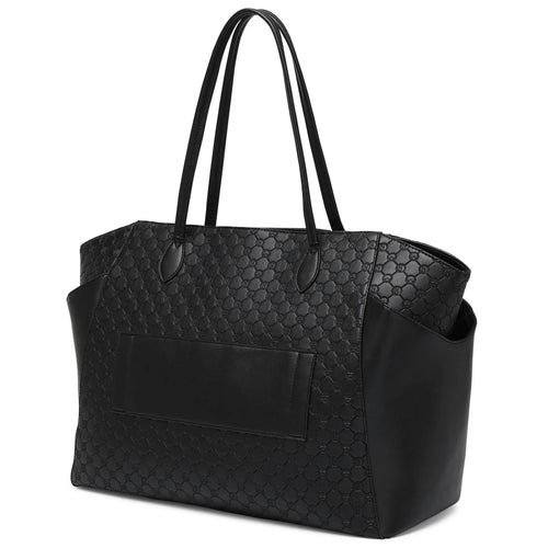 Back view of ELLE Compass 32L Vegan Leather Monogram Weekender Tote Bag - premium ELLE collection