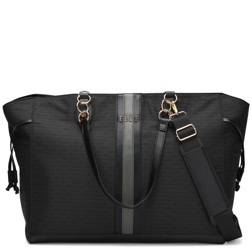 ELLE Eleganza 32L Monogram Weekender Tote Bag in brown, featuring laptop pocket - premium ELLE collection