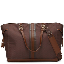 ELLE Eleganza 32L Monogram Weekender Tote Bag in brown, featuring laptop pocket - premium ELLE collection