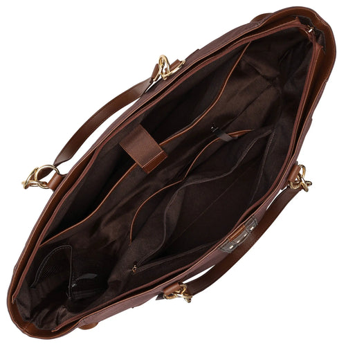 empty interior of Eleganza 32L Monogram Weekender Tote Bag showing laptop pocket