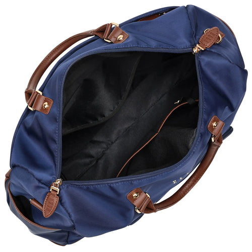 empty interior of Luxe Journey 30L Twill and Vegan Leather Weekender Duffel Bag showing laptop pocket