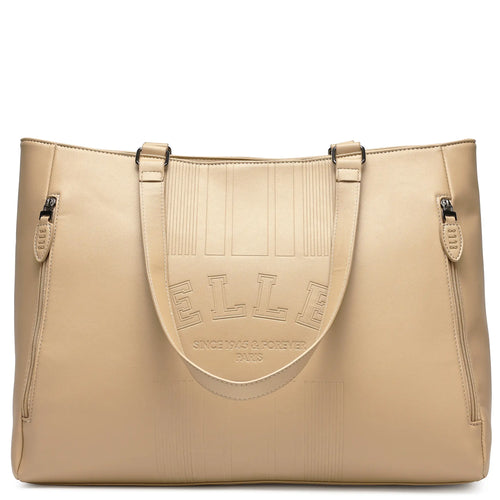 ELLE Roamer 24L Vegan Leather Weekender Tote Bag in black, featuring laptop pocket