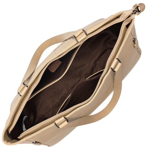 empty interior of Roamer 24L Vegan Leather Weekender Tote Bag showing laptop pocket