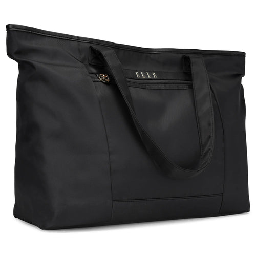 ELLE Rendezvous 38L Twill Weekender Tote Bag in black, featuring laptop pocket - premium ELLE collection
