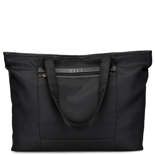 ELLE Rendezvous 38L Twill Weekender Tote Bag in black, featuring laptop pocket - premium ELLE collection