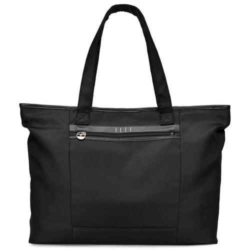 ELLE Rendezvous 38L Twill Weekender Tote Bag in black, featuring laptop pocket - premium ELLE collection
