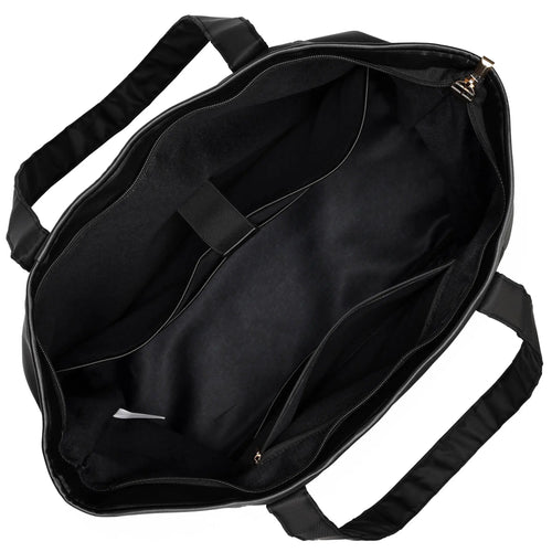empty interior of Rendezvous 38L Twill Weekender Tote Bag showing laptop pocket - premium ELLE collection