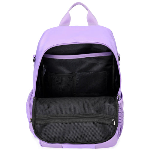 empty interior of Voyage 20L Twill and Vegan Leather Backpack showing laptop pocket