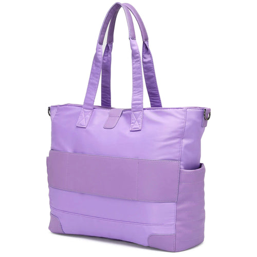 Back view of ELLE Voyage 25L Twill and Vegan Leather Weekender Tote Bag - premium ELLE collection