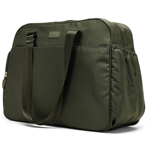 ELLE Wayfarer 40L Monogram Weekender Duffel Bag in olivegreen, featuring laptop pocket