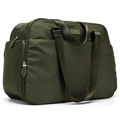 ELLE Wayfarer 40L Monogram Weekender Duffel Bag in olivegreen, featuring laptop pocket
