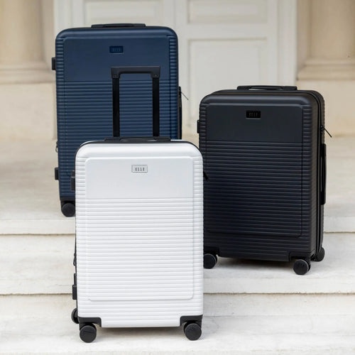 ELLE Passage Expandable Sleek 3-Piece Luggage Set in White - premium ELLE collection