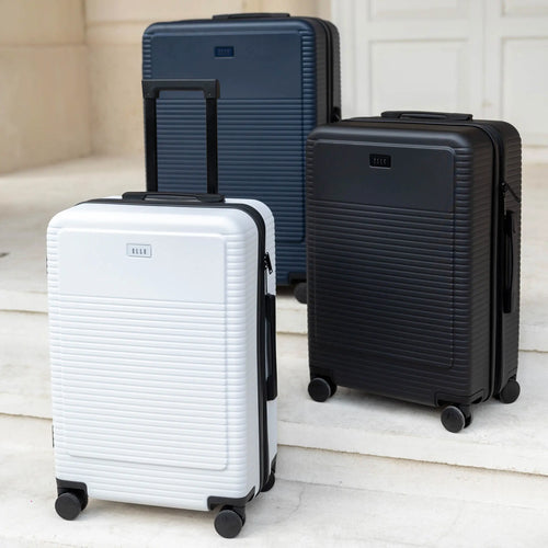 ELLE Passage Expandable Sleek 3-Piece Luggage Set in White - premium ELLE collection