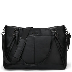 ELLE Leisure Luxe 33L Vegan Leather Weekender Tote Bag in brown, featuring laptop pocket