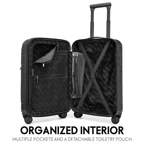 interior of Escape Expandable Carry-on Suitcase with Front Laptop Pocket showing laptop pocket