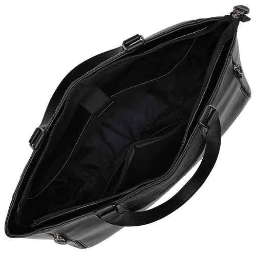 empty interior of Roamer 24L Vegan Leather Weekender Tote Bag showing laptop pocket