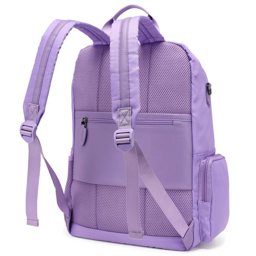 Back view of ELLE Voyage 20L Twill and Vegan Leather Backpack - premium ELLE collection